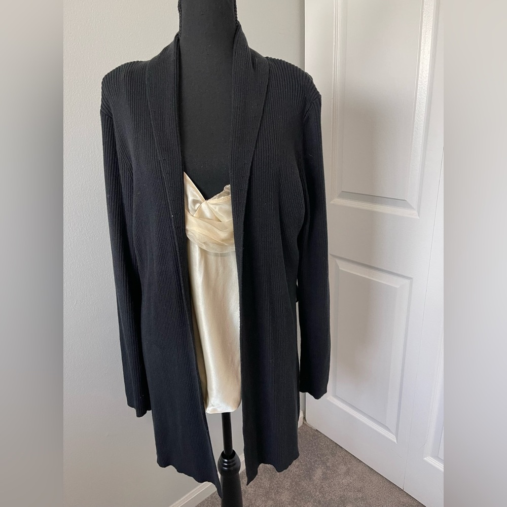 Croft & Barrow Black Ribbed Open Front Cardigan l Size L l Poshmark